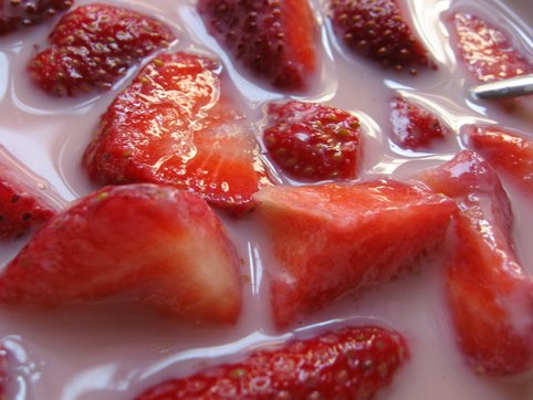 Fresas con leche de soja