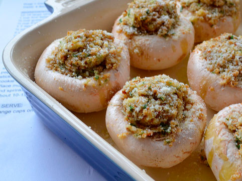 Champiñones rellenos de batata