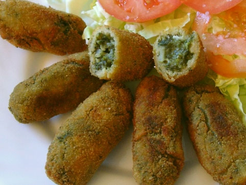 Croquetas de espinacas y pera