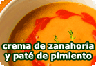 Crema de zanahoria y patata con paté de pimiento :: receta vegana